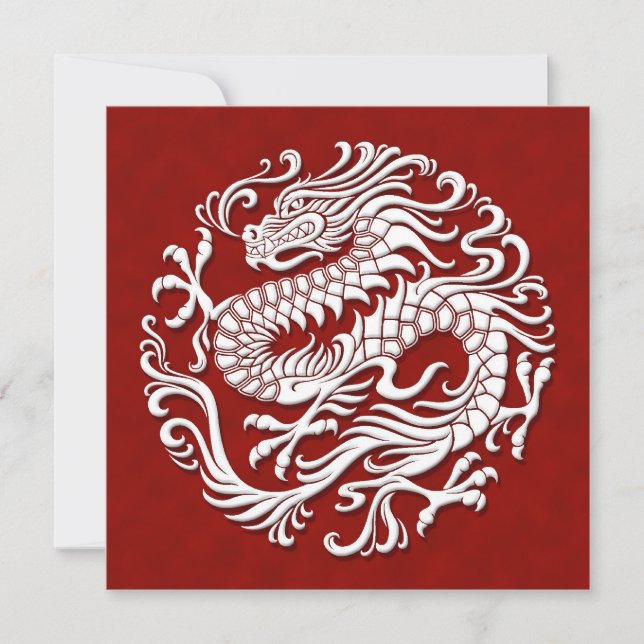 Traditional White and Red Chinese Dragon Circle (Front)