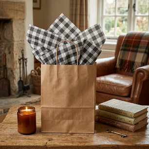 Traditional White Black Buffalo Lumberjack Check Tissue Paper