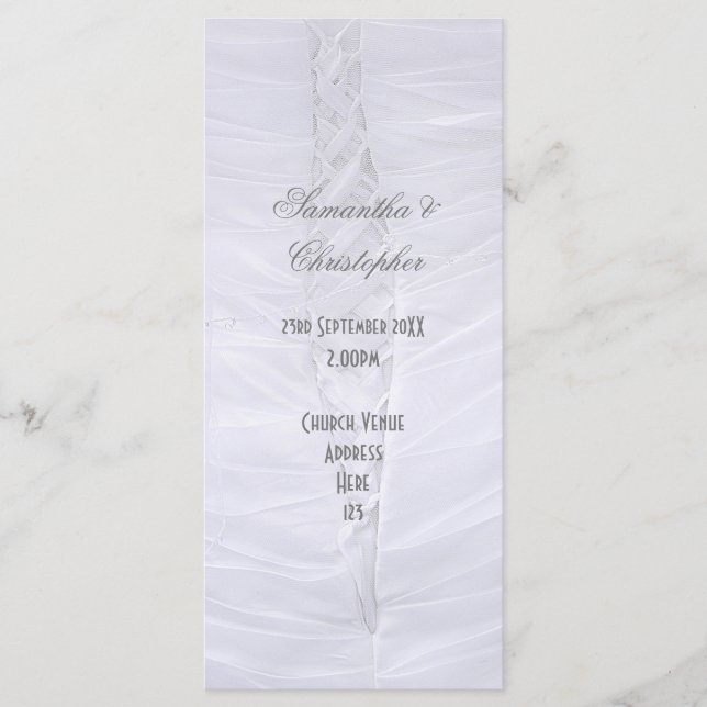 Traditional white wedding church wedding program programme (Front)