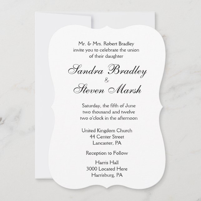 Traditional White Wedding Invitation (Front)
