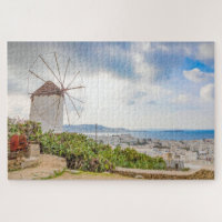 Traditional Windmill Greek Village Mykonos Greece