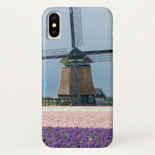 Traditional windmill with pink and purple flowers Case-Mate iPhone case