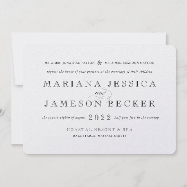 Traditional with a Modern Twist Wedding Invitation (Front)