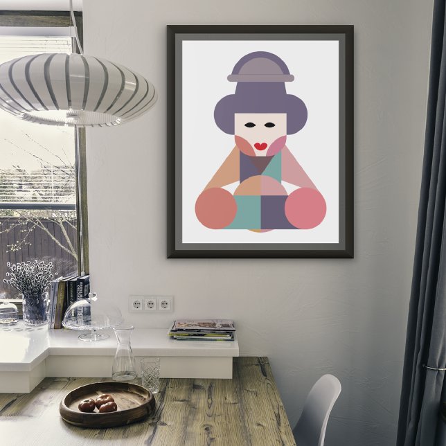 Traditional Women Art Canvas Print (art print frame placed in a modern dining room)