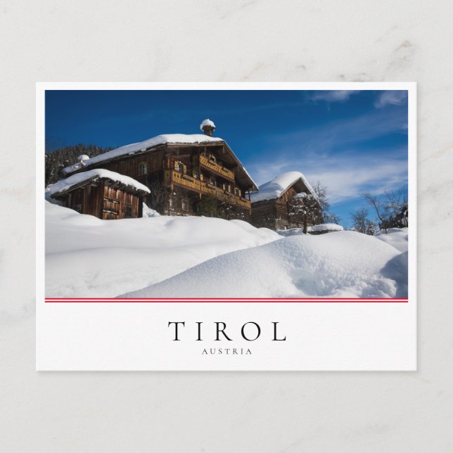 Traditional wooden cabins in de snow postcard (Front)