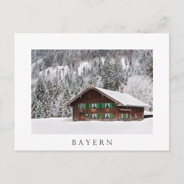 Traditional wooden house in Bayern white postcard (Front)