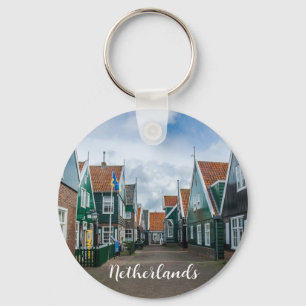 Traditional wooden houses in Marken village Key Ring