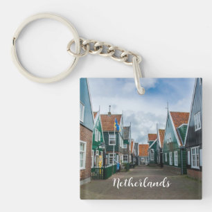 Traditional wooden houses in Marken village Key Ring