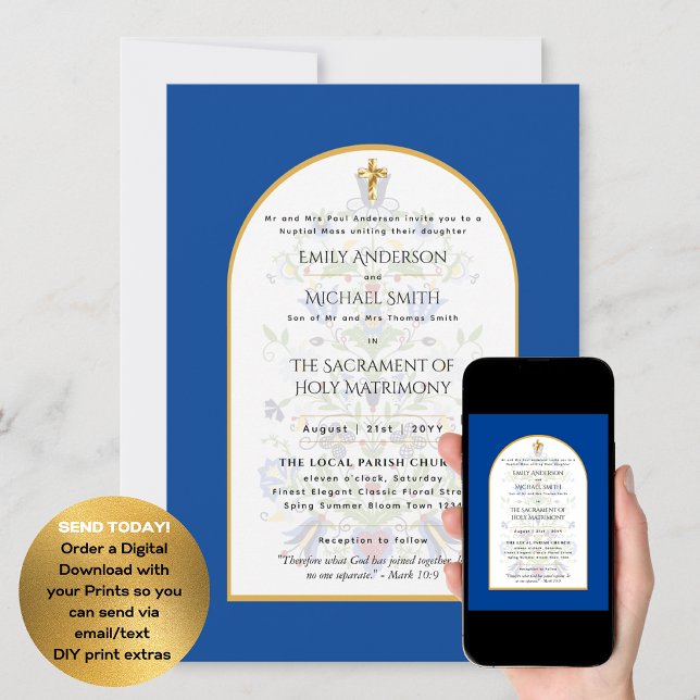 Traditional Wording Catholic Wedding Nuptial Mass Invitation (Creator Uploaded)
