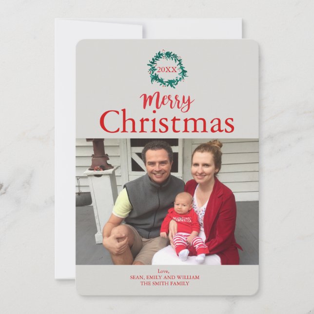 Traditional Wreath Christmas Card (Front)