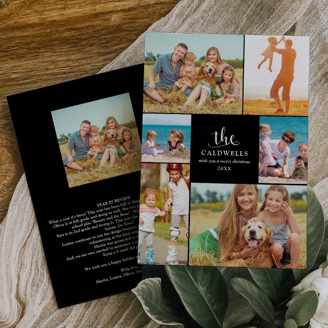 Traditional Year In Review Family Photo Collage Holiday Card (Creator Uploaded)