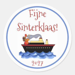 Traditionele witte Sinterklaas-jaartal sticker