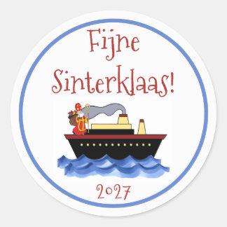 Traditionele witte Sinterklaas-jaartal sticker
