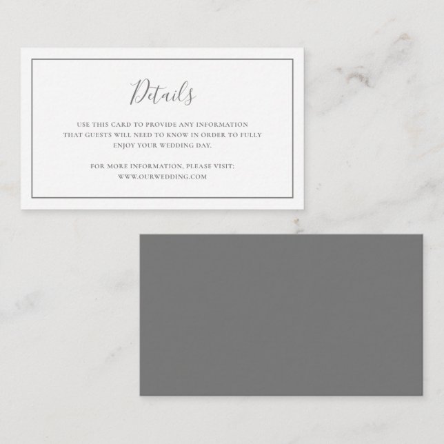 Traditonal Grey Elegant Wedding Enclosure Card (Front/Back)