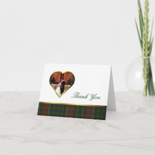 Traditonal Stuart Plaid Heart Photo Thank You Card