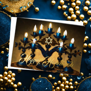 Tradtional Vintage Menorah Happy Hanukkah