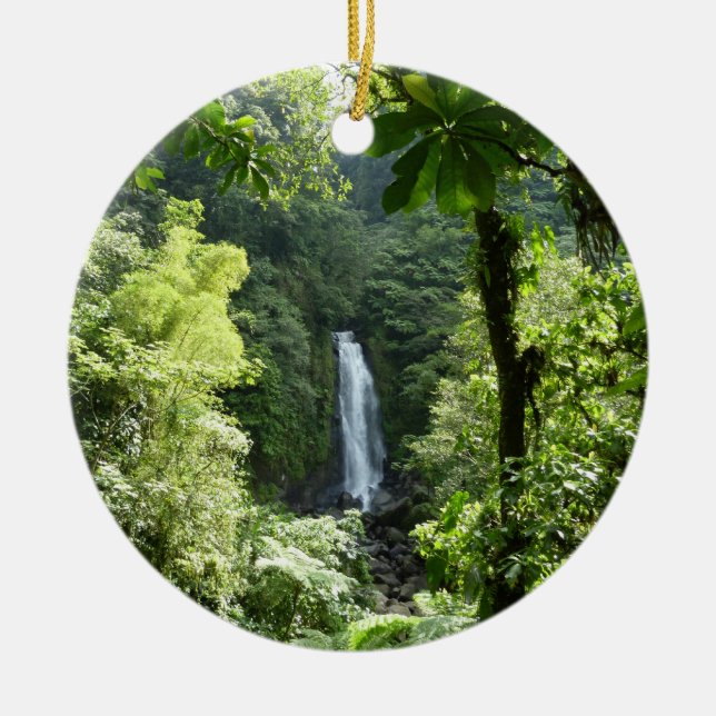 Trafalgar Falls Tropical Rainforest Photography Ceramic Tree Decoration (Front)