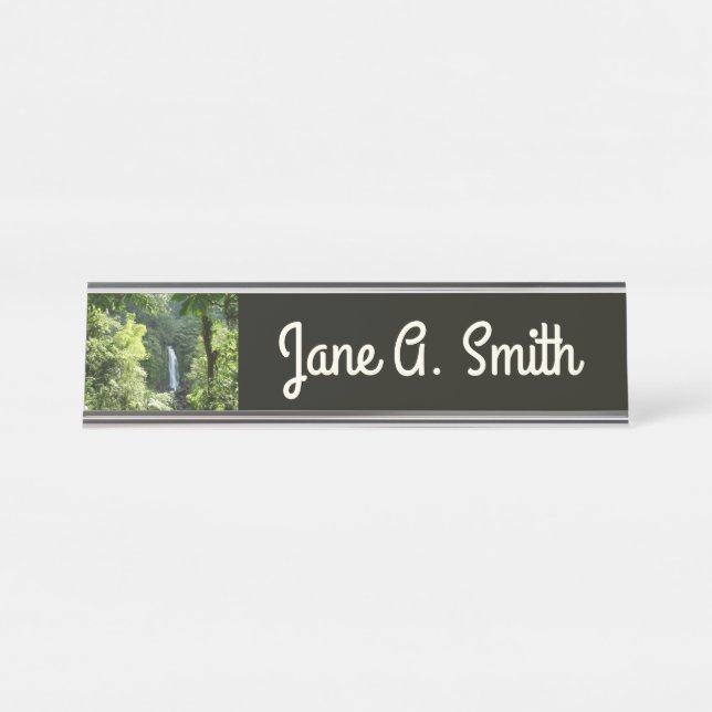 Trafalgar Falls Tropical Rainforest Photography Desk Name Plate (Front)