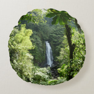 Trafalgar Falls Tropical Rainforest Photography Round Cushion
