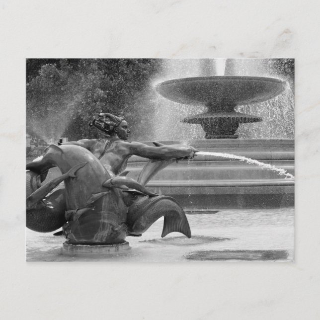 Trafalgar Square Fountains, London Postcard (Front)