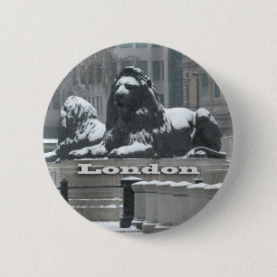 Trafalgar Square London - Snow 6 Cm Round Badge