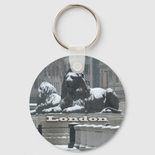 Trafalgar Square London - Snow Key Ring