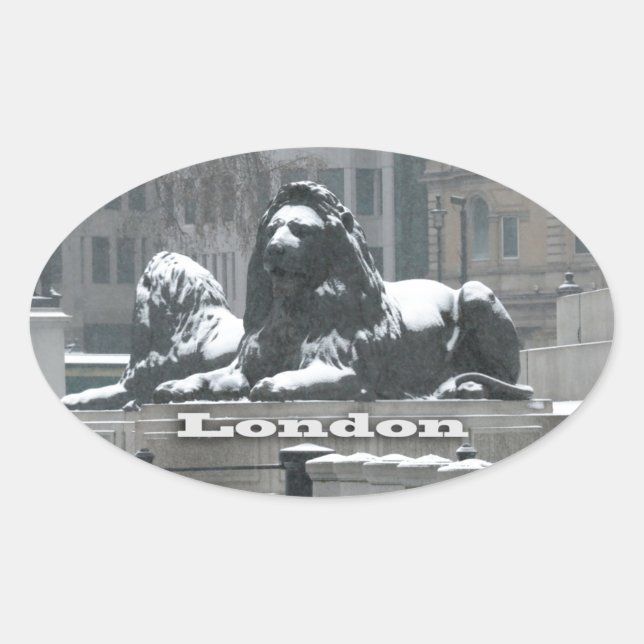 Trafalgar Square London - Snow Oval Sticker (Front)