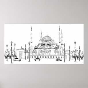 Traffic by mosque poster