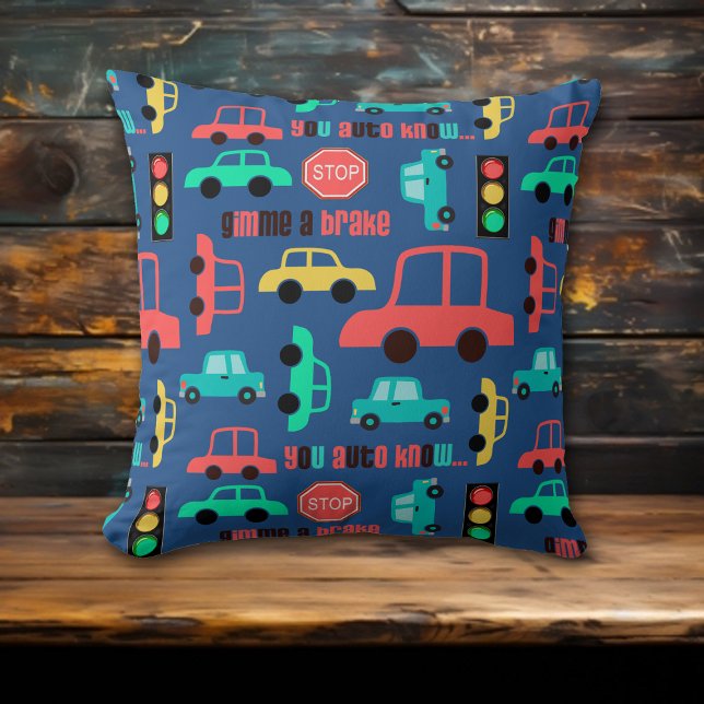 Traffic Cars Pattern on Blue Cushion (Creator Uploaded)