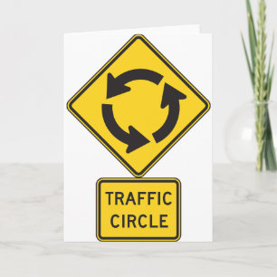 Traffic Circle Road Sign Yellow Diamond Card