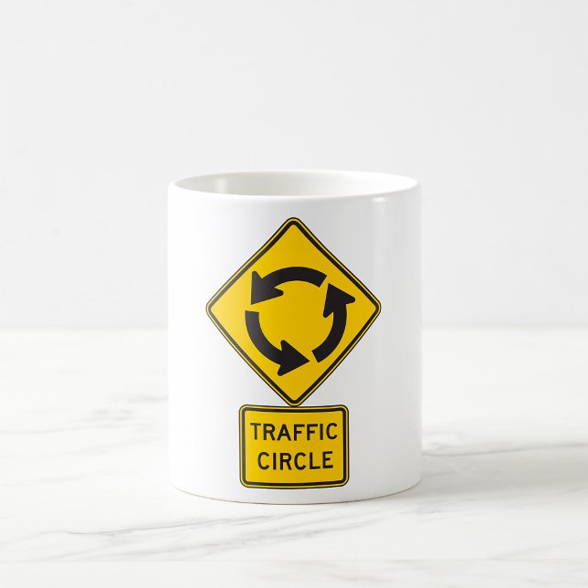 Traffic Circle Road Sign Yellow Diamond Coffee Mug (Creator Uploaded)