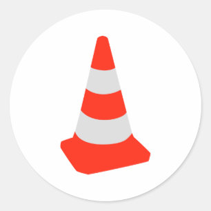 Traffic cone classic round sticker