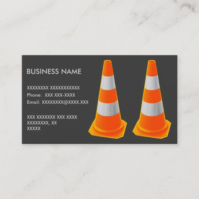 Traffic Cone with Grey Stripes Business Card (Front)
