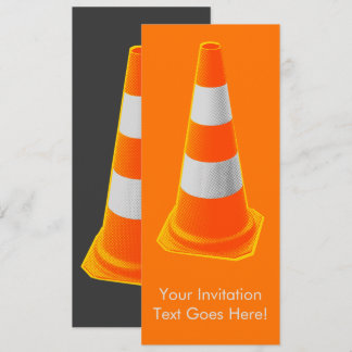 Traffic Cone with Grey Stripes Invitation