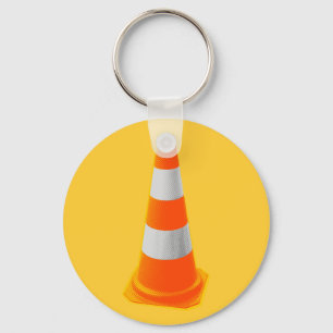 Traffic Cone with Grey Stripes Key Ring