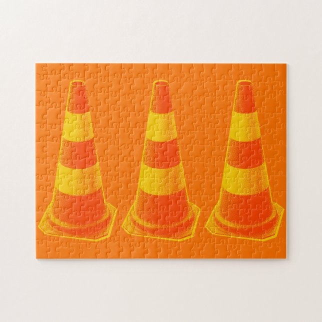 Traffic Cone with Yellow Stripes Jigsaw Puzzle (Horizontal)