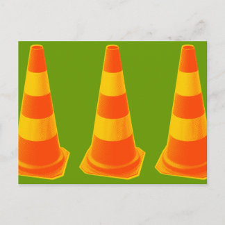Traffic Cone with Yellow Stripes Postcard