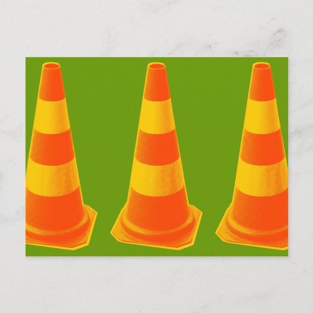Traffic Cone with Yellow Stripes Postcard (Front)