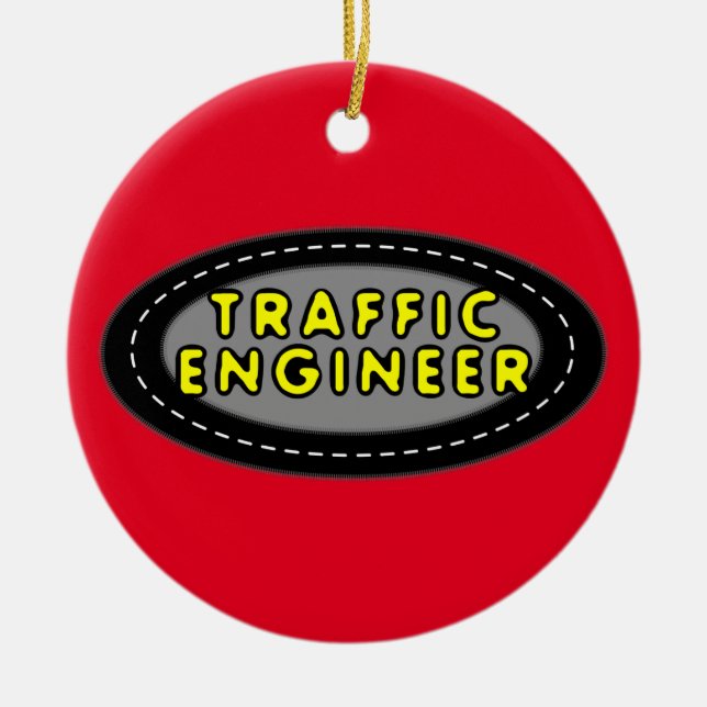 Traffic Engineer Oval  Ceramic Tree Decoration (Front)