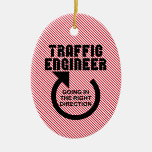 Traffic Engineer Right Direction Ceramic Tree Decoration