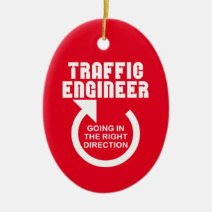 Traffic Engineer Right Direction Ceramic Tree Decoration