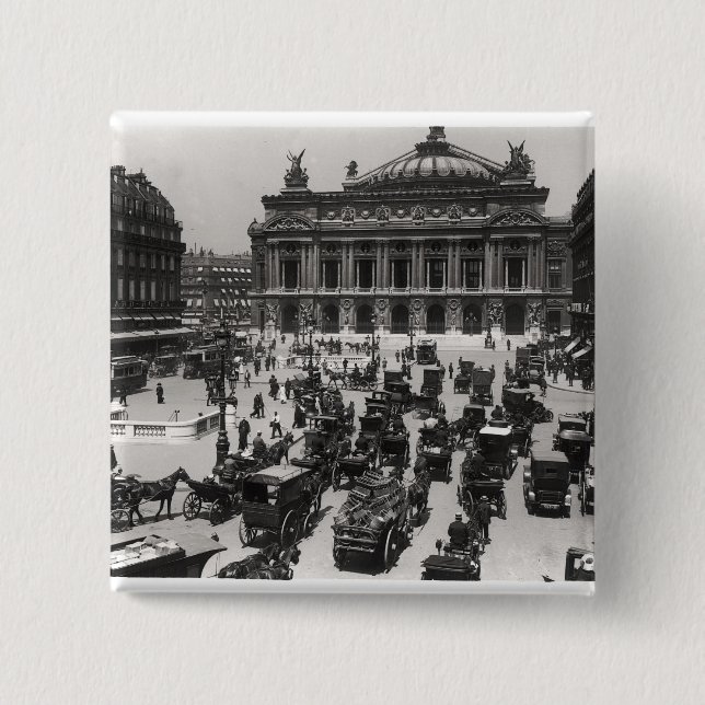 Traffic in front of the Paris Opera House 15 Cm Square Badge (Front)