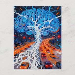 Traffic Jam in The Brain Surreal Postcard