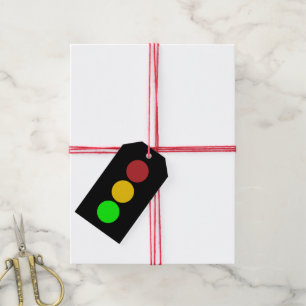 Traffic Light Ahead Caution Road Sign Gift Tags