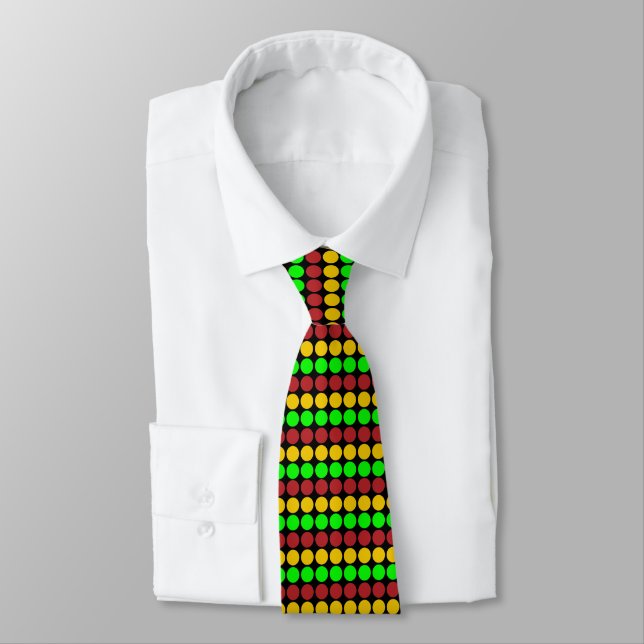 Traffic Light Ahead Caution Road Sign Pattern  Tie (Tied)