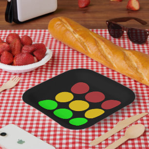 Traffic Light Ahead Caution Sign Pattern  Paper Plate