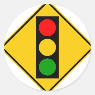 Traffic Light Ahead Highway Sign Classic Round Sticker