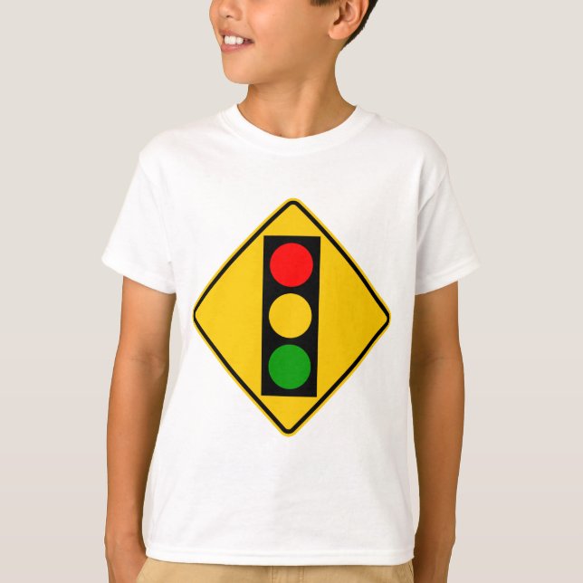 Traffic Light Ahead Highway Sign T-Shirt (Front)