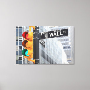 Traffic Light and Wall Street Sign