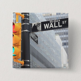 Traffic Light and Wall Street Sign 15 Cm Square Badge